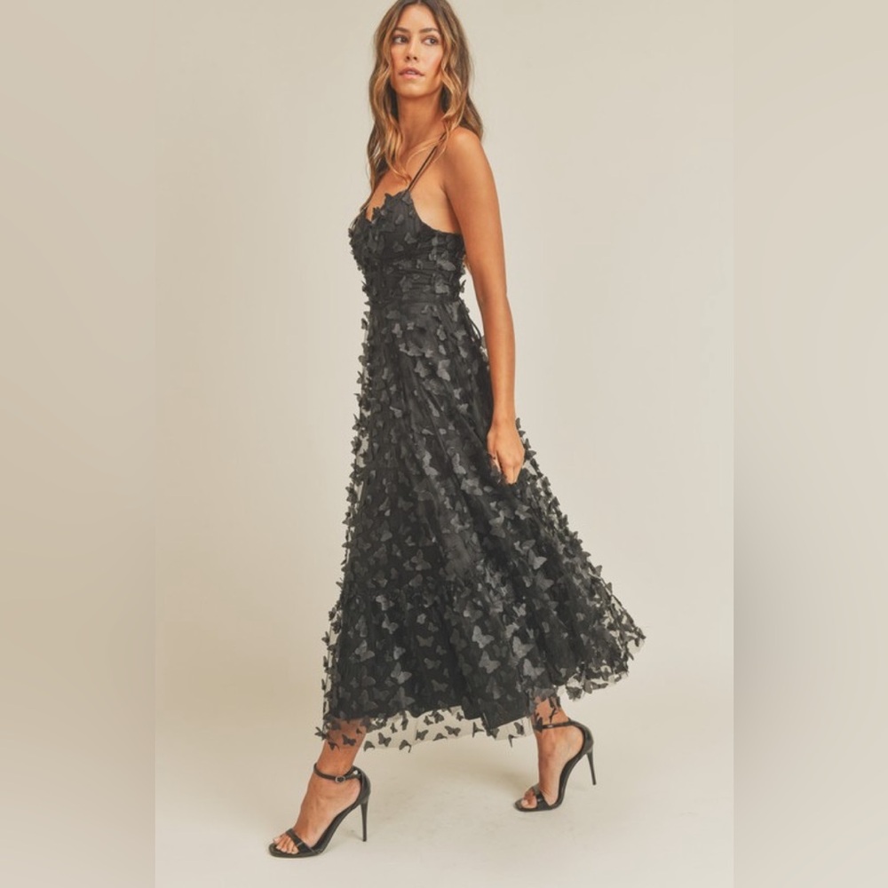 Mable Black Butterfly Midi Dress - Picture 5 of 5